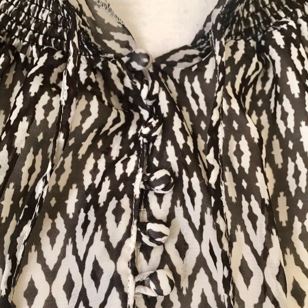 Adjustable Button - Tie Front Blouse W/ Pockets - image 6